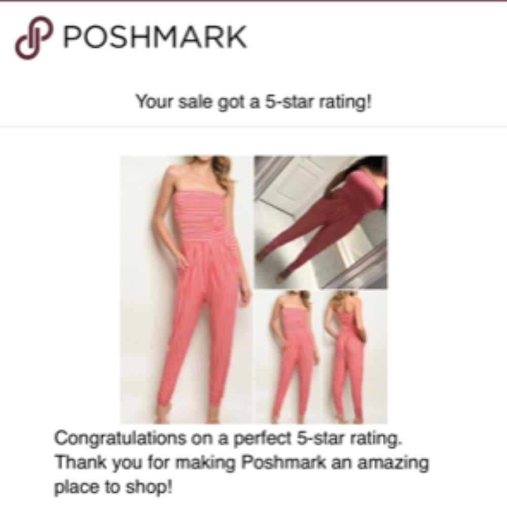 LAST 1 SIZE LARGE! CORAL STRIPE JUMPSUIT - Picture 3 of 8